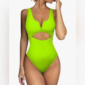 Women’s Cutout One-Piece Swimsuit - Neon Green
